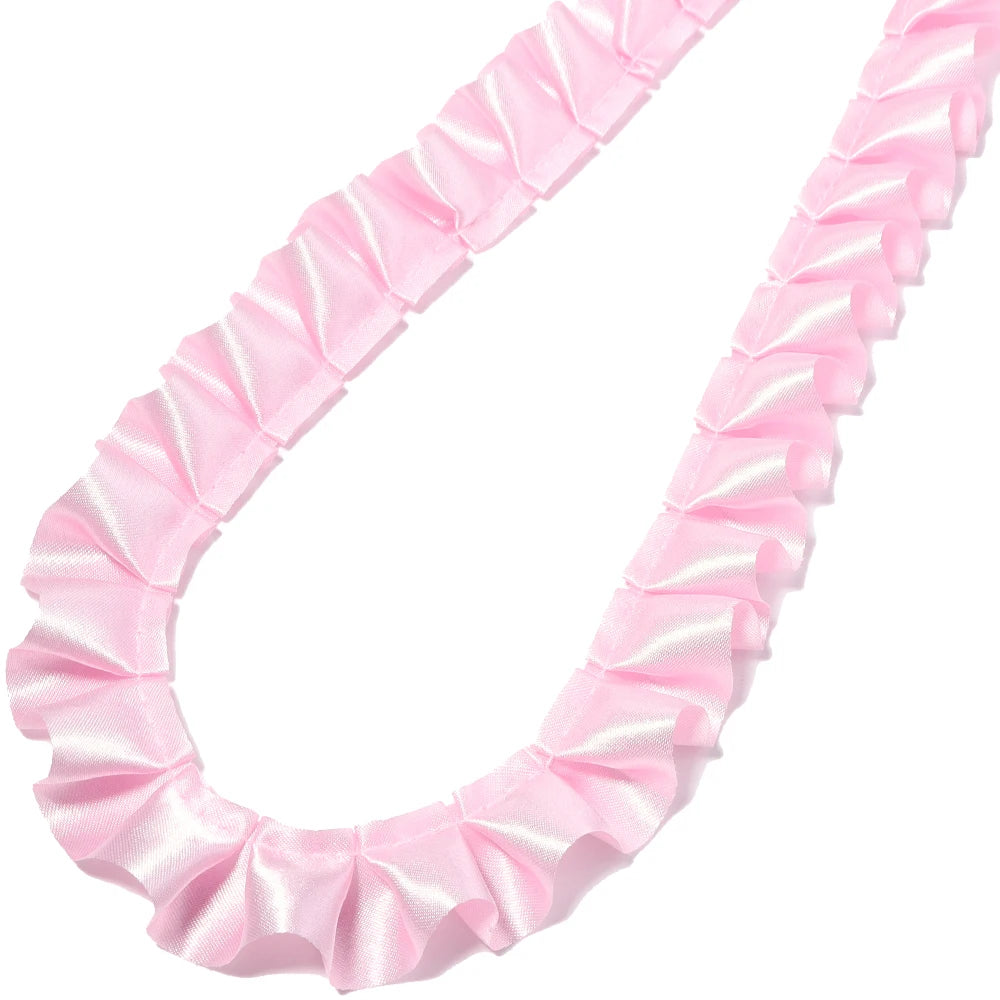 ruban plissé polyester noir blanc rose violet rouge vert bleu classique 2,5cm 3yards