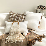 taies d'oreiller géométriques polyester doux moderne beige blanc maison hospitalière