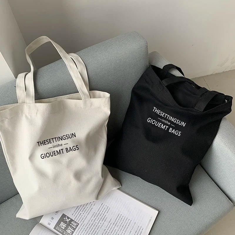 sac main moderne noir blanc uni toile polyester minimaliste poignées détachables grande capacité décontracté