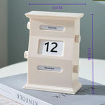 calendrier moderne rétro vert foncé beige clair mat opaque mois jours dates