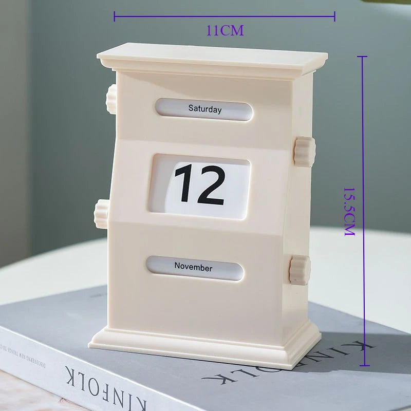 calendrier moderne rétro vert foncé beige clair mat opaque mois jours dates