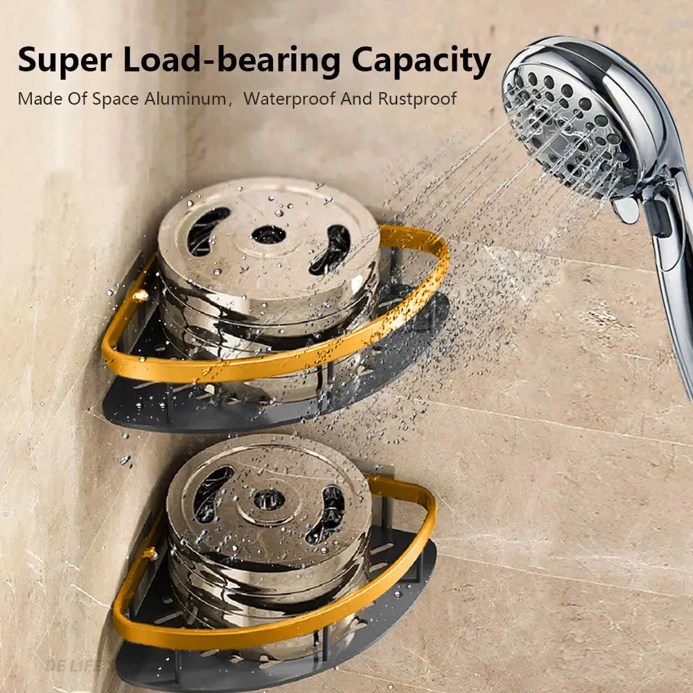 étagère salle bain or moderne adhésive aluminium unique réutilisable mur grille perforations