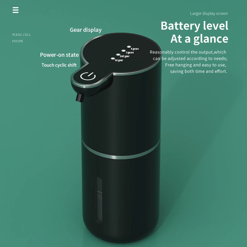 distributeur savon automatique noir mousse gel led rechargeable 380ml moderne minimaliste