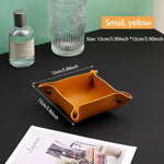 plateau rangement marron clair texture simili cuir moderne dorés respectueux environnement salon empilable double