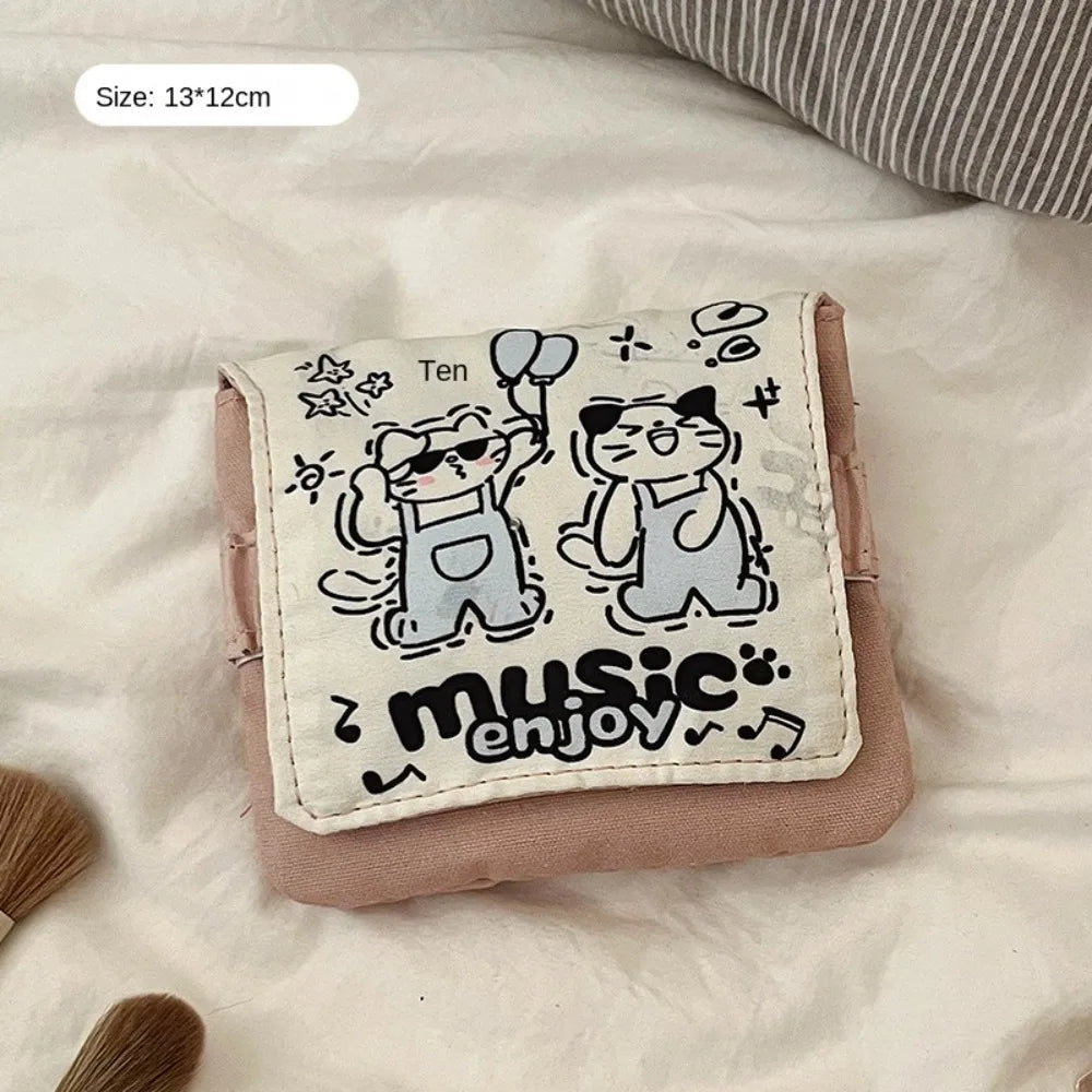 sac rangement réutilisable polyester rose noir blanc moderne mignon dessins animaux crèmes pinceau boîte