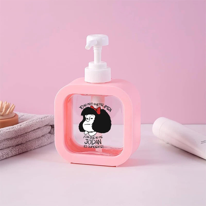 distributeur savon liquide rose personnages animés transparent moderne 300ml rechargeable