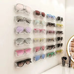 porte lunettes mural adhésif transparent blanc gris moderne rangement anti pression chevet soleil
