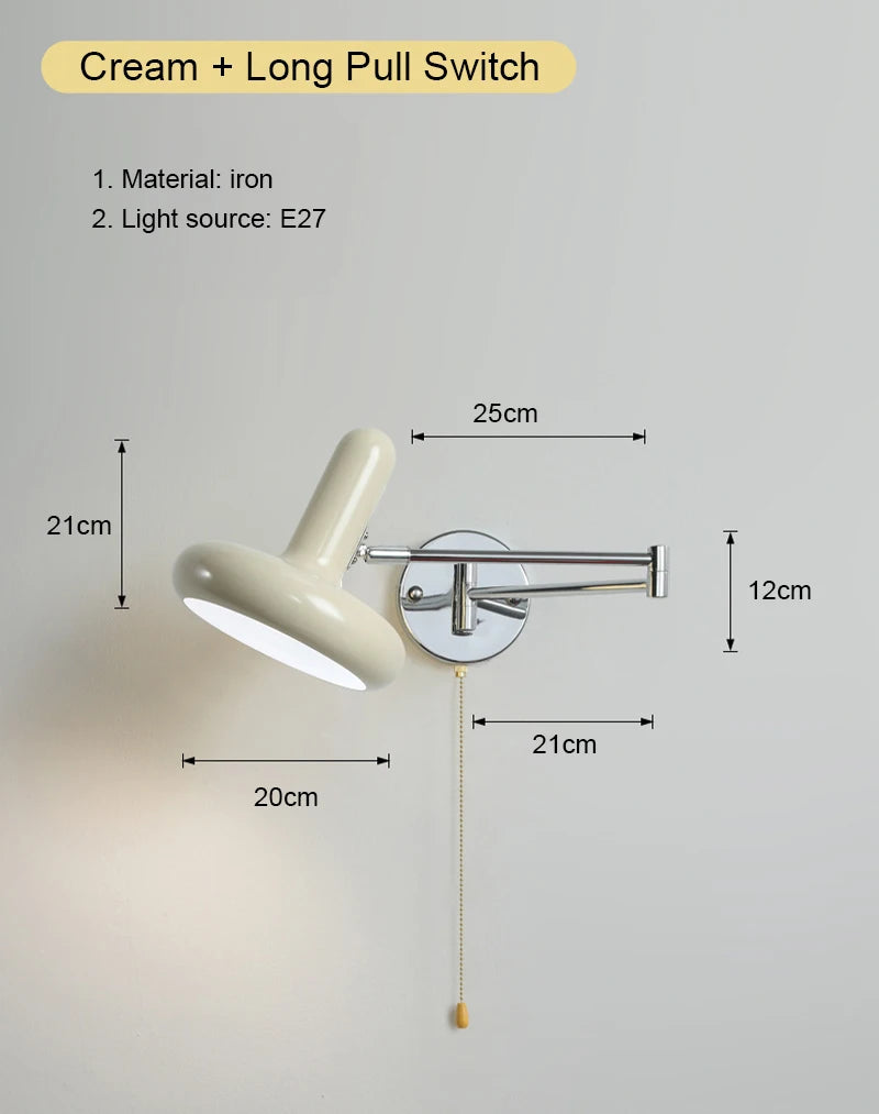 lampe murale articulée chrome plissée éclairage quotidien moderne interrupteur cordonversible