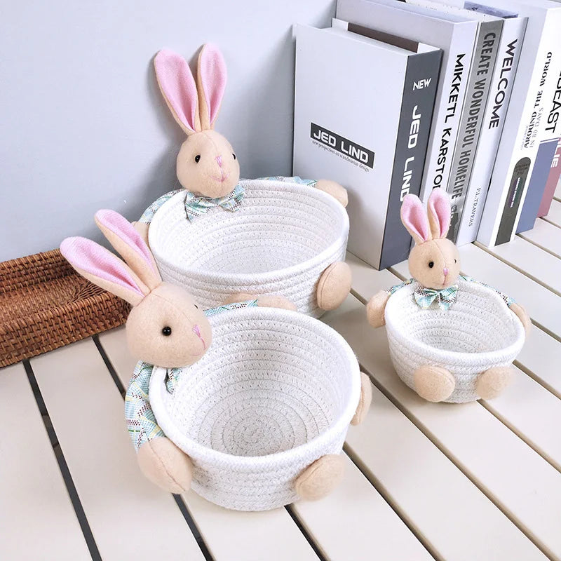 panier rangement tissu coton peluche décorative cosmétiques jouets accessoires