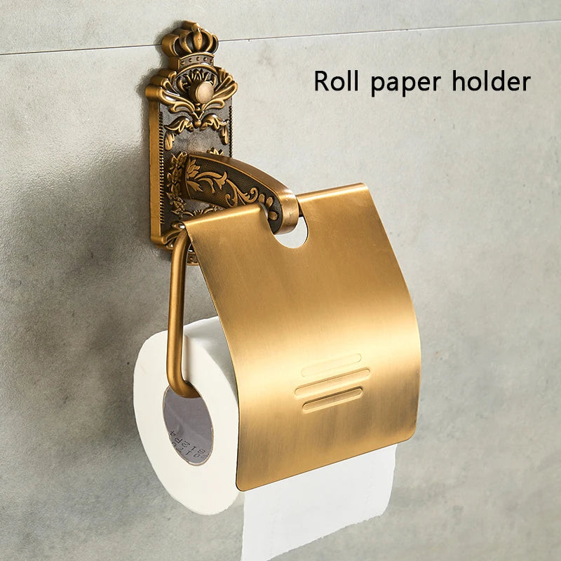accessoires salle bain doré ornements floraux finition brillante classique porte savon porte gobelet porte