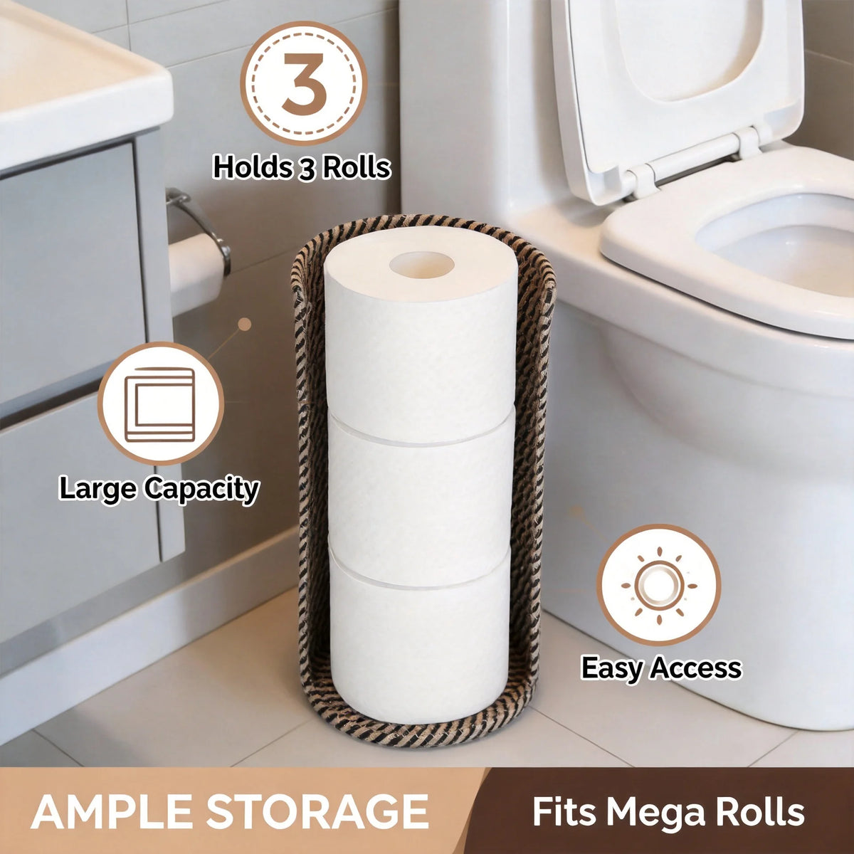 support rouleaux papier toilette rayures beige blanc moderne sans couvercle