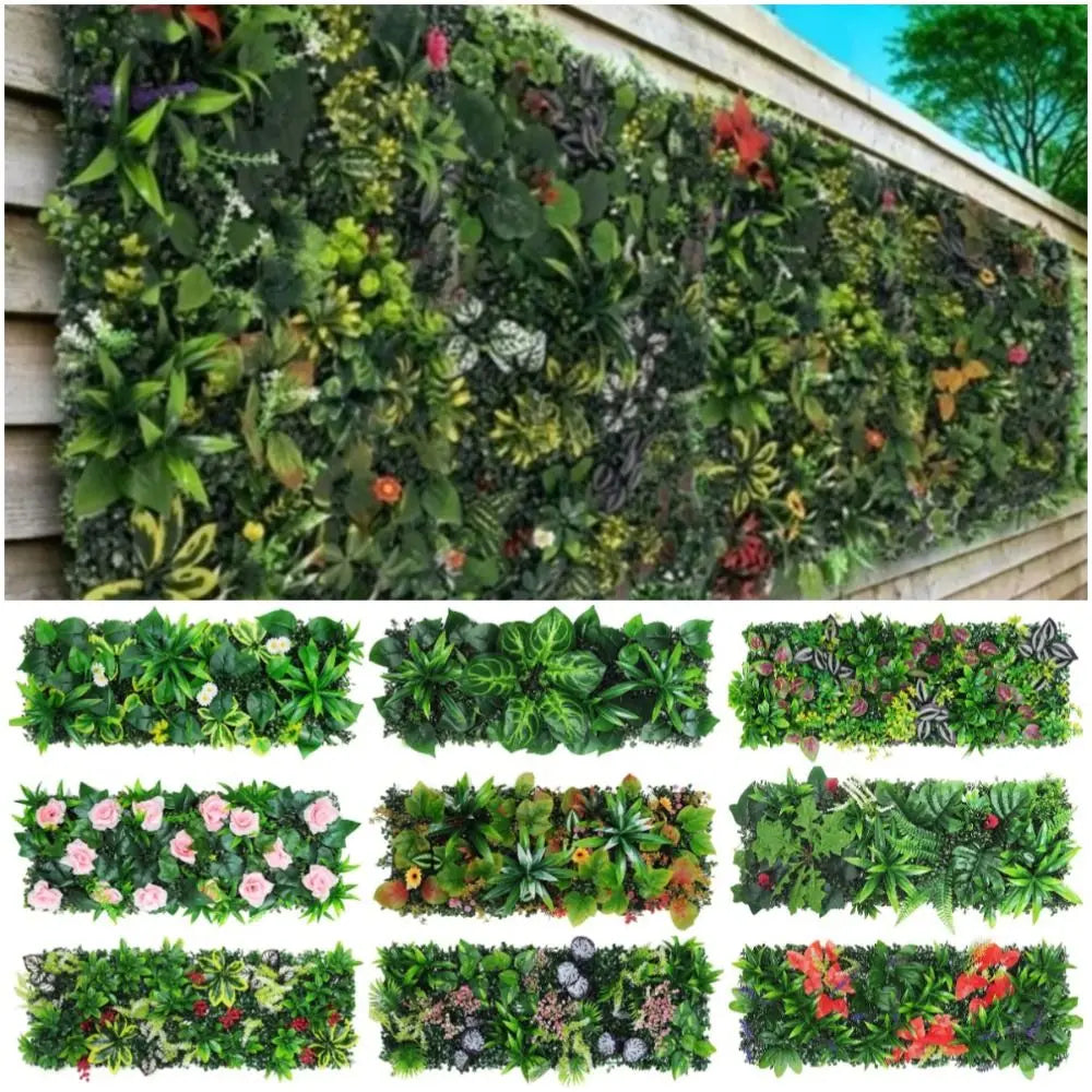 décoration murale plantes artificielles feuilles fleurs diverses couleurs naturel intérieur 25x75cm