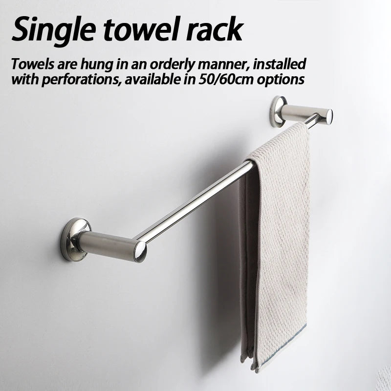 porte serviettes mural nickel lisse moderne perforations 50cm 60cm double single