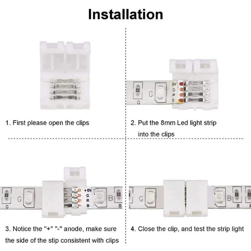 connecteurs led rgb ws2812 blanc clips pragmatique 2pin 3pin 4pin 5pin 6pin(rgbw)
