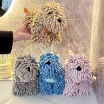 serviette éponge animale bleu rose beige gris peluche adhésive mignonne créative simple