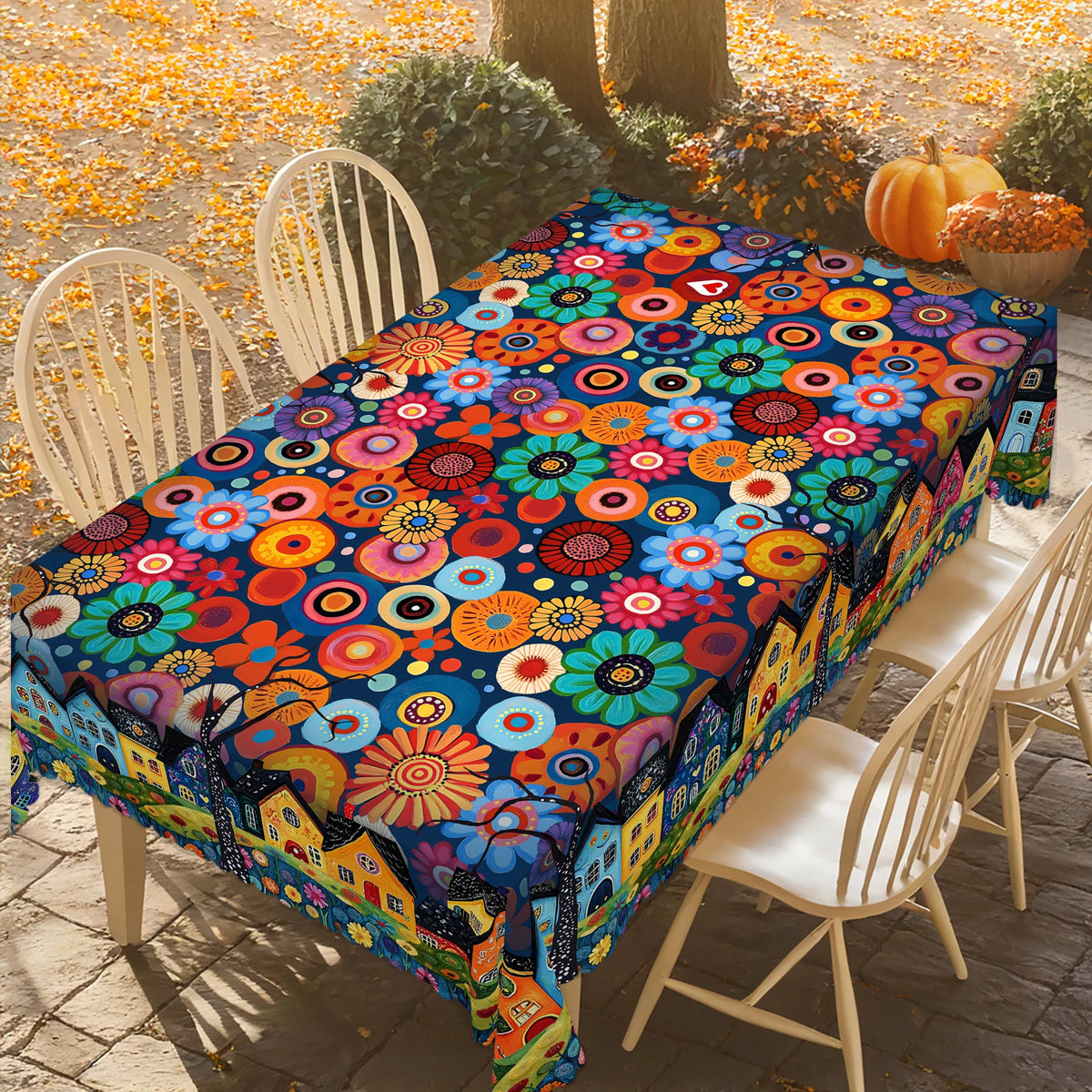 nappe moderne fleurs colorées motifs abstraits printemps été extérieure imperméable polyester multicolore round rectangle
