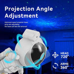 projecteur spatial astronaute blanc texture mat détails dorés moderne télécommande réglage luminosité.carousel