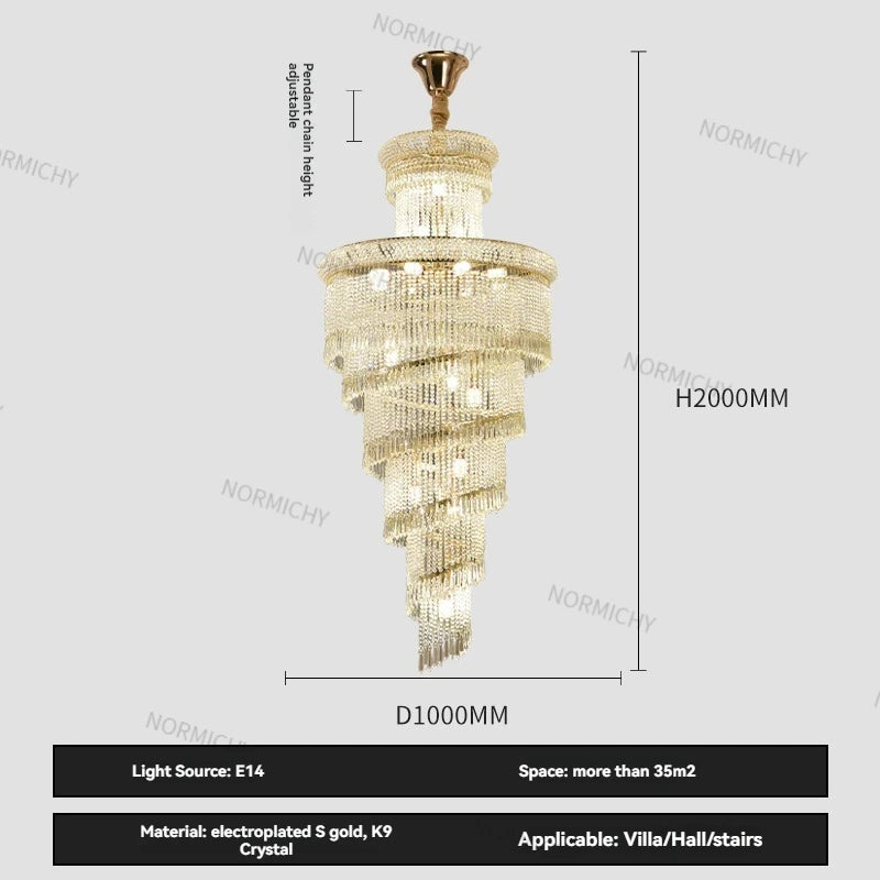 lustre suspendu cristal doré brillantes classique élégant haute luminosité encastrée