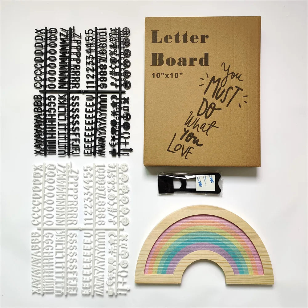 lettres bois arc ciel lettreboard moderne décoration festive planche messages messages colorés boîte rangement
