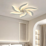 ventilateur plafonnier led moderne noir blanc feuilles stylisées six vitesses télécommande lumière variateur intensité