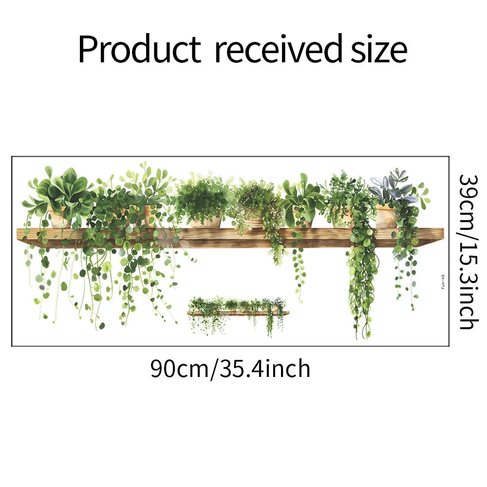 étagère murale moderne rustique bois naturel plante verte artificielle 90cm 39cm chambre salon
