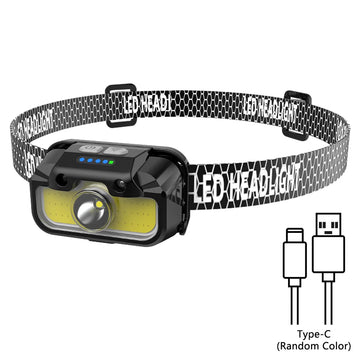 lampe frontale led noir jaune 14 modes détecteur mouvement camping