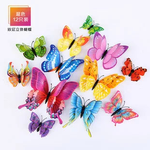 papillons décoratifs 3d imprimés brillants multicolores adhésifs décoration murale enfants vert bleu orange rose