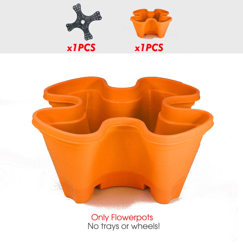 pots fleurs empilables moderne violet vert rose orange grille drainage roues pratiques