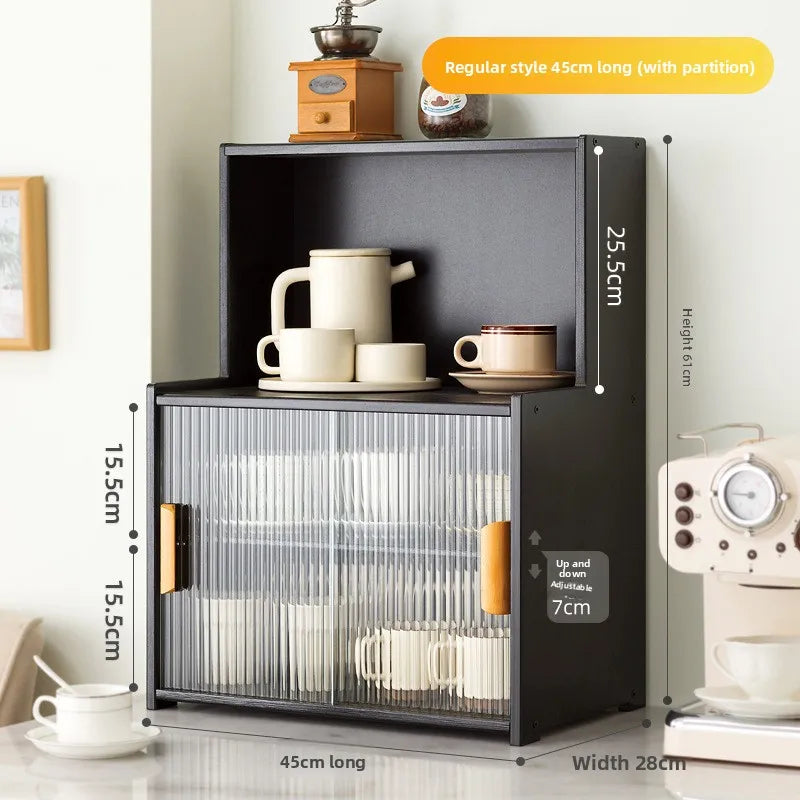 meuble rangement tasses bols bois noir moderne cuisine buffet