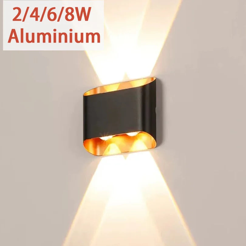 applique murale led moderne noir doré ip55 2w 4w 6w 8w blanc froid chaud