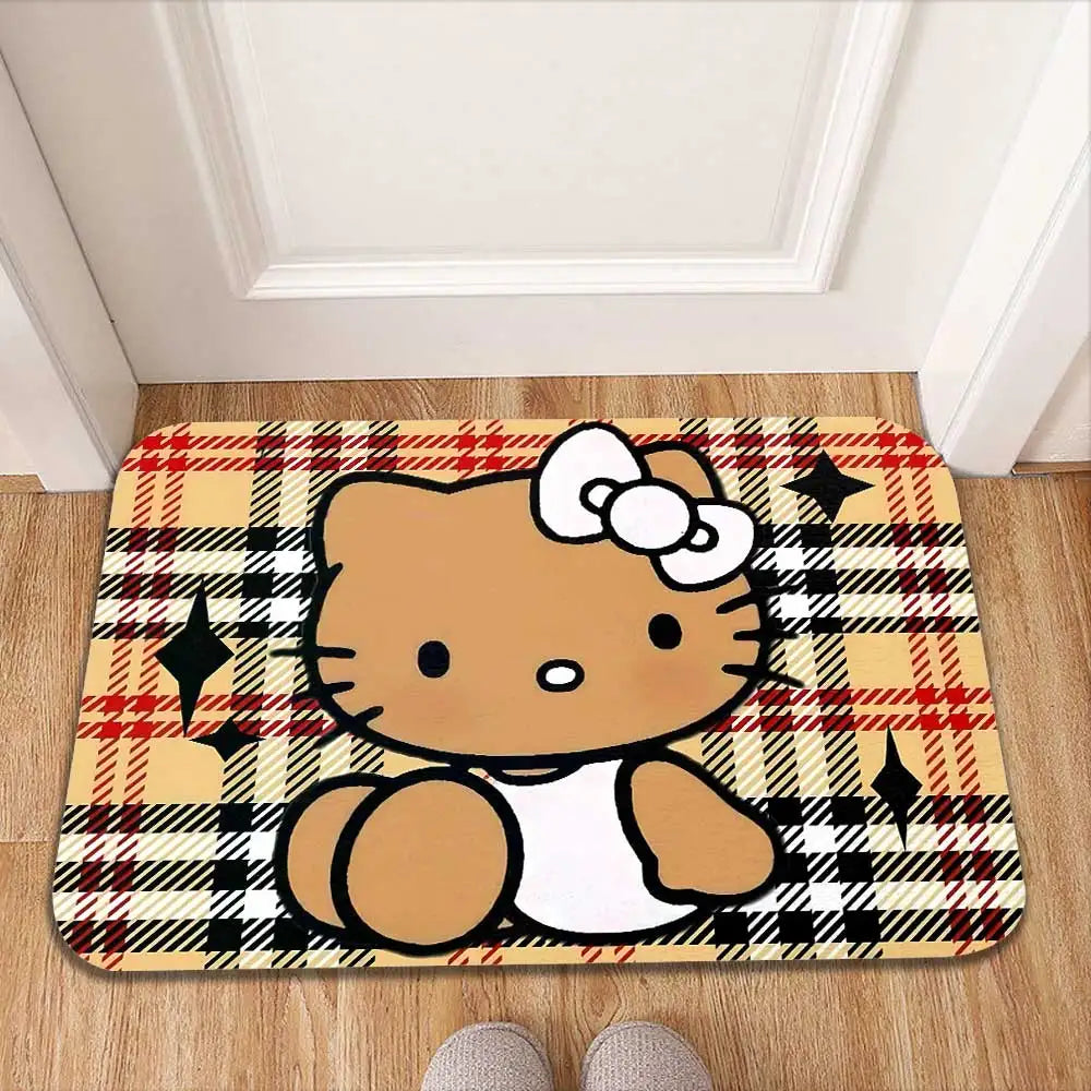 tapis dessin animé hello kitty carreaux rouge blanc salon chambre coucher mignon résistant décoloration