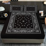 draps lit noir ornements floraux classique 100x191cm 120x200cm 140x200cm 180x200cm 200x220cm 3pièces