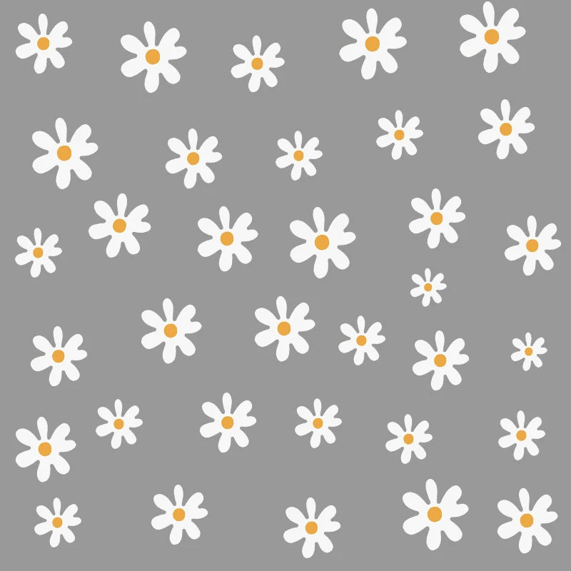 sticker mural fleur marguerite blanc jaune deco enfantine champetre pvc moderne decoration maison bricolage