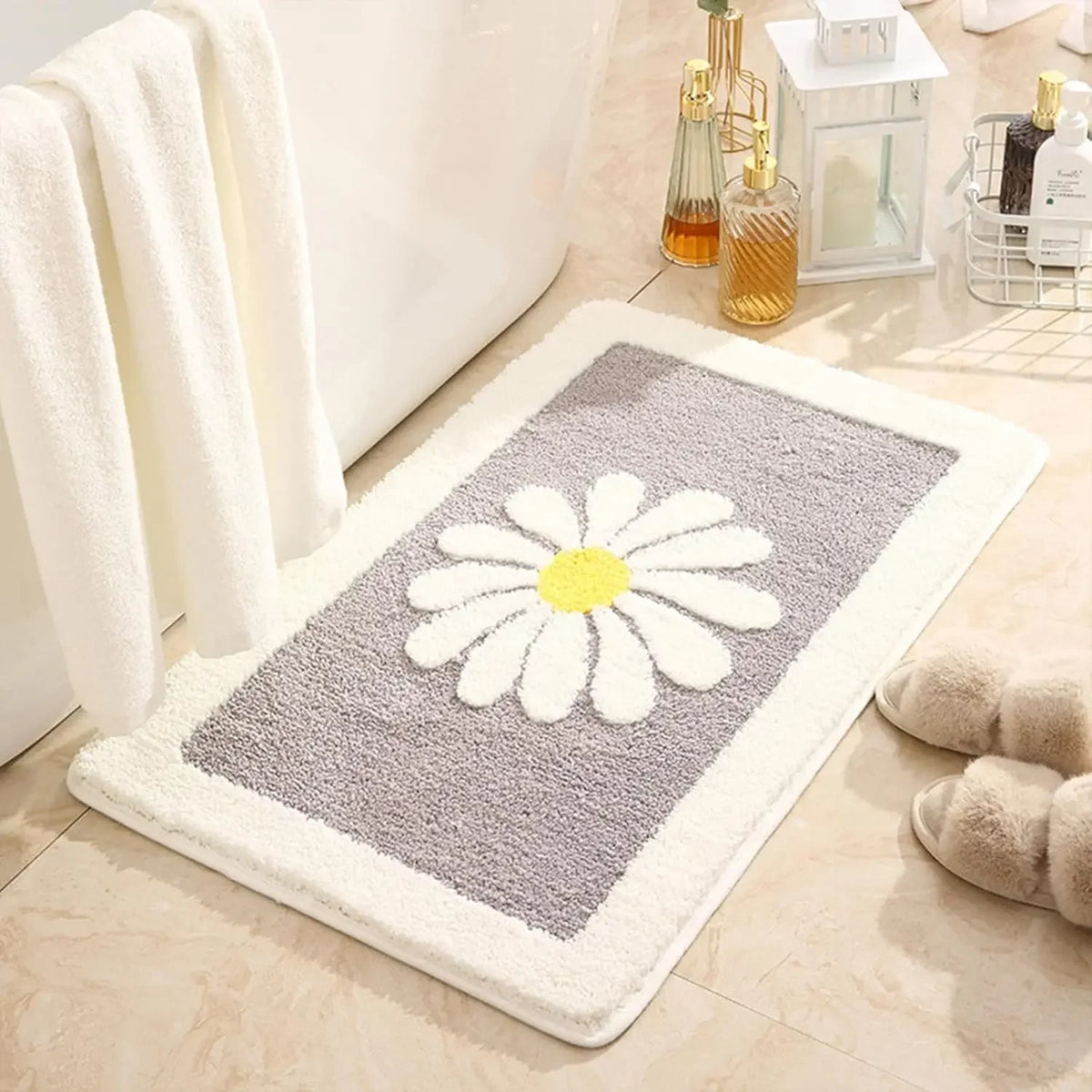 tapis bain antidérapant polyester lettres relief moderne absorbant doux salle bain