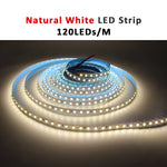 ruban led 12v 120leds/m blanc chaud adhésif moderne 50000h 3000k certification rohs ccc fcc