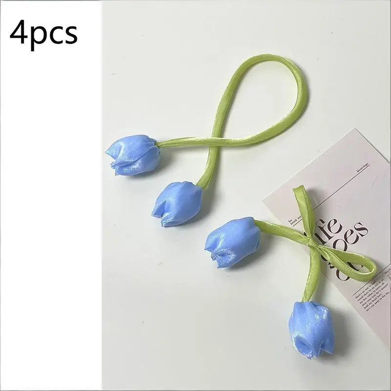 accessoires fenetre tulipes relief rose clair vert clair decoratif floral ruban réglable chambre maison