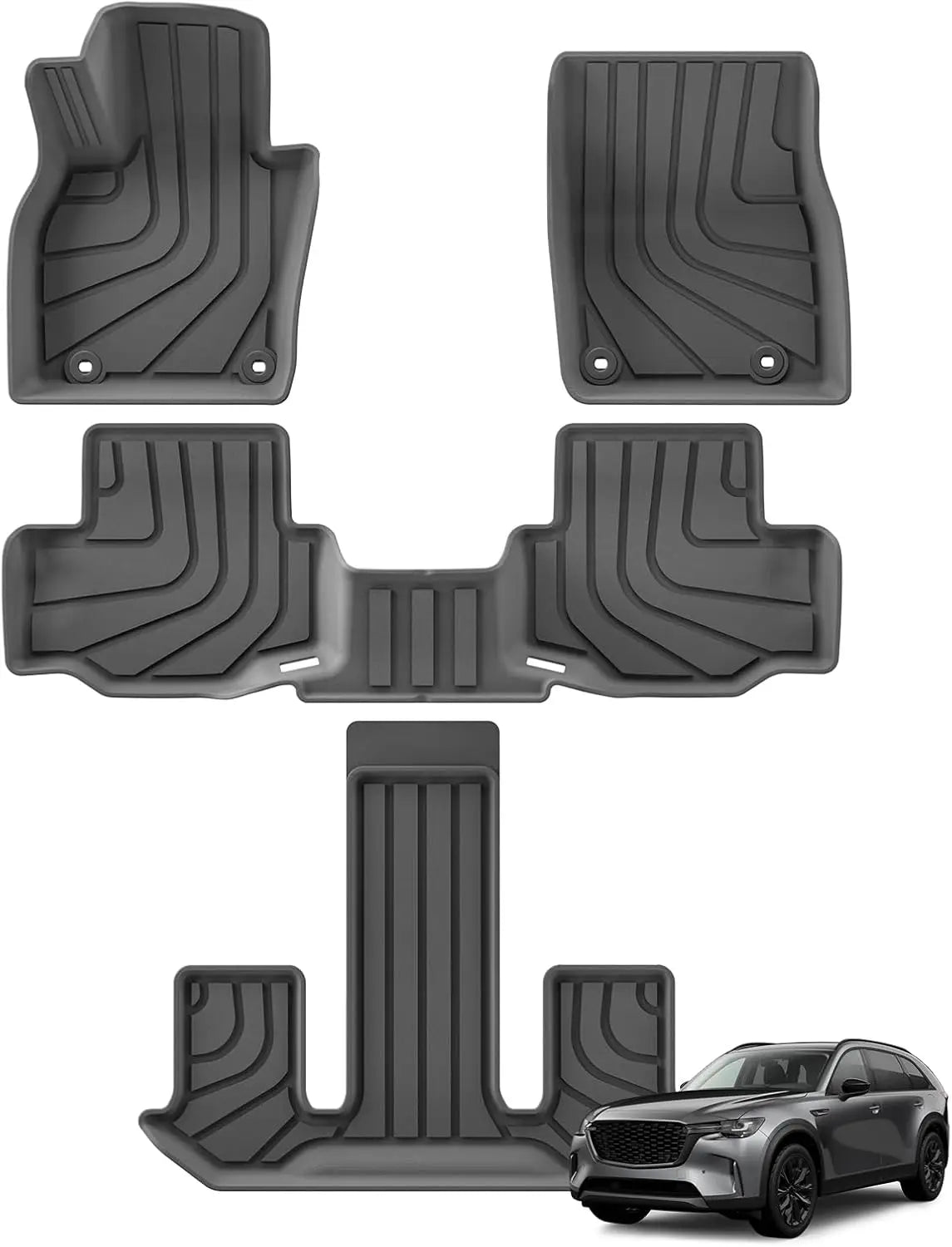 tapis sol voiture noir rayures horizontales antislip waterproof intérieur moderne