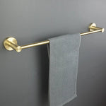 accessoires salle bain porte serviettes barres crochets dorés modernes métal brossé fixations vis incluses