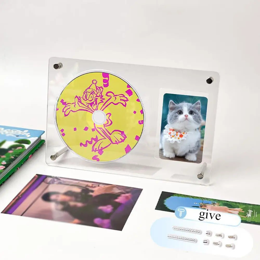 cadre photo moderne transparent clips acrylique photos chats fleurs roses