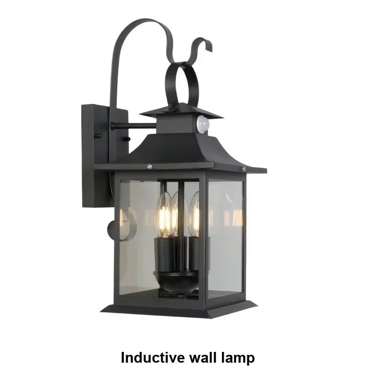lampe murale noire transparente classique éclairage automatique moderneintérieurextérieur