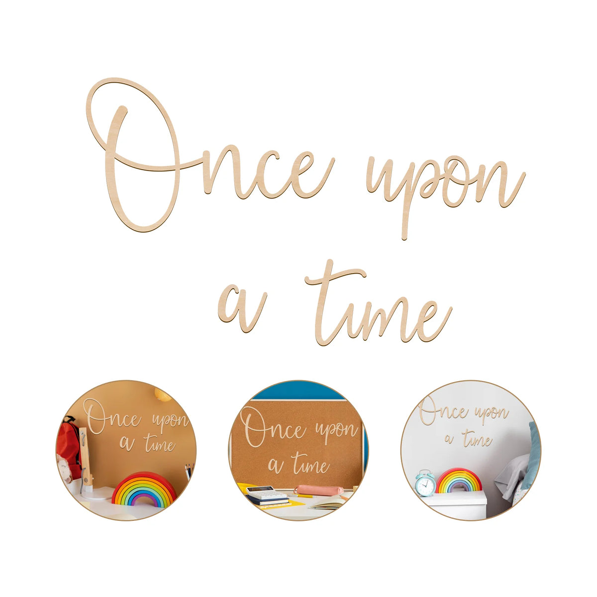 décoration murale bois once upon time champêtre calligraphique conte fées chambre enfant