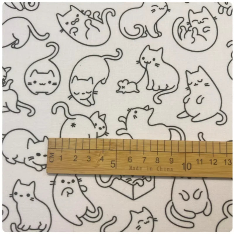 tissu coton imprimé chats noirs 145cm largeur diy sacs rideaux nappes respectueux environnement simple