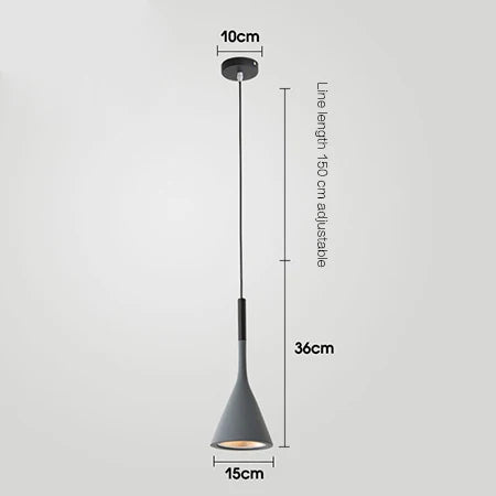 lampe suspendue moderne minimaliste conique mat noir bleu blanc rose vert LED E27
