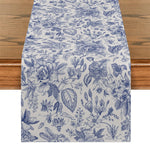 chinois table runner fleurs peinture aquarelle polyestere maison violet blanc bleu