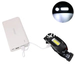 lampe frontale led noire blanc imprimée géométrique 1800lm modes aimant porte câble intégré camping