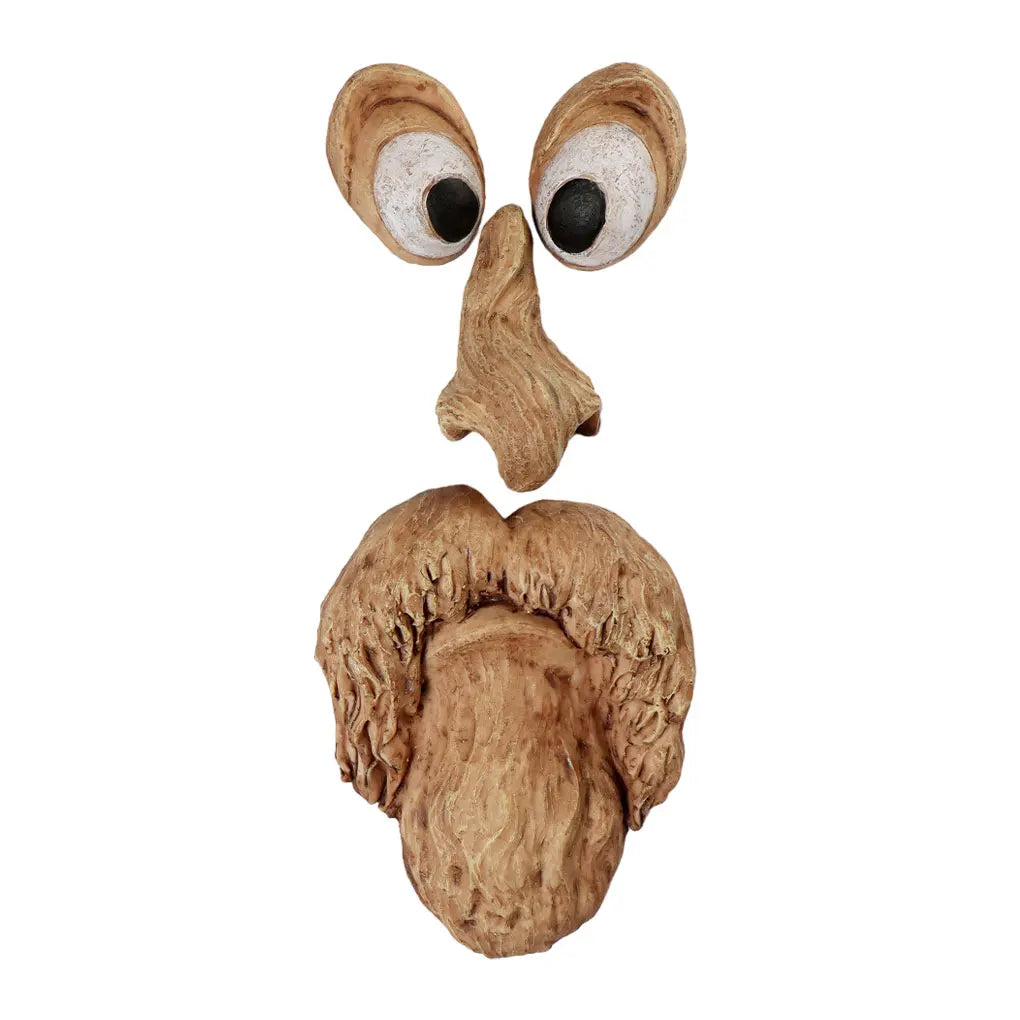 masque arbre résine yeux plastique moustache barbe artisanal jardin décoration pastorale naturelle