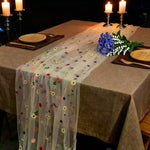 table chevet brodée fleurs transparente couleur blanc jaune vert rose bleu festive anniversaire mariage