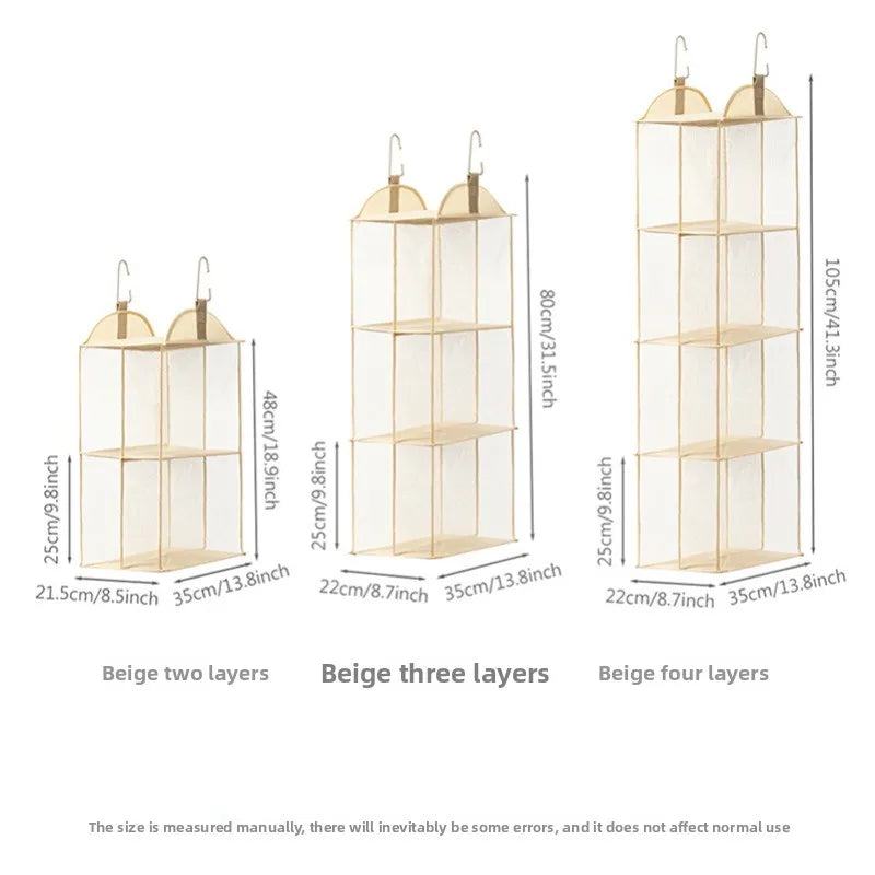 organisateur suspendu étagère armoire maille fine moderne réutilisable chambre beige clair opacité crochets multifonctionnel