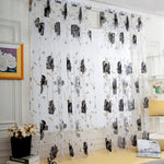 rideaux tulle motifs floraux pastorale translucides couleurs vives champêtre tringle rideau intérieur decoration