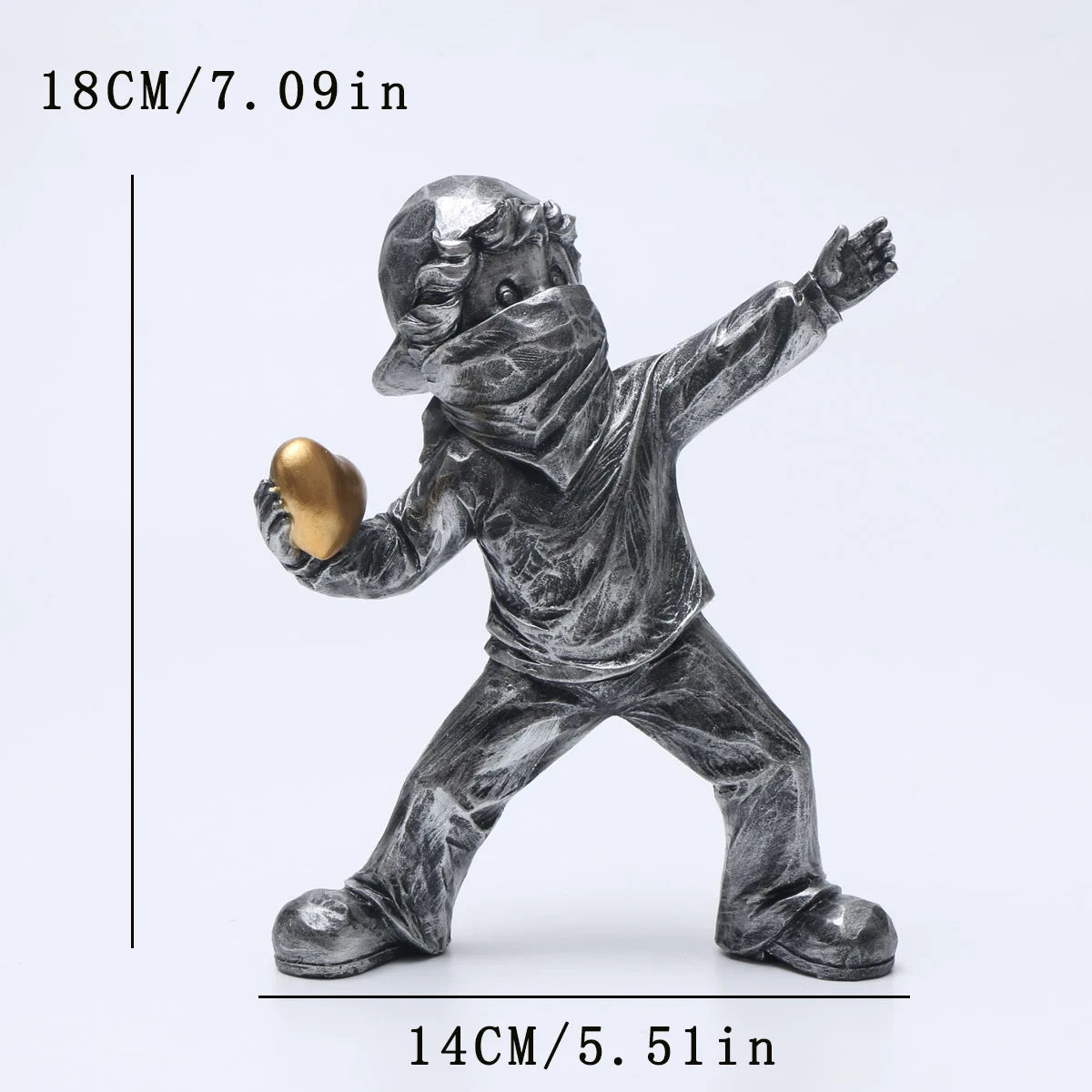 statuette enfant lançant cœur résine blanc bronze moderne décor intérieur collection figuration